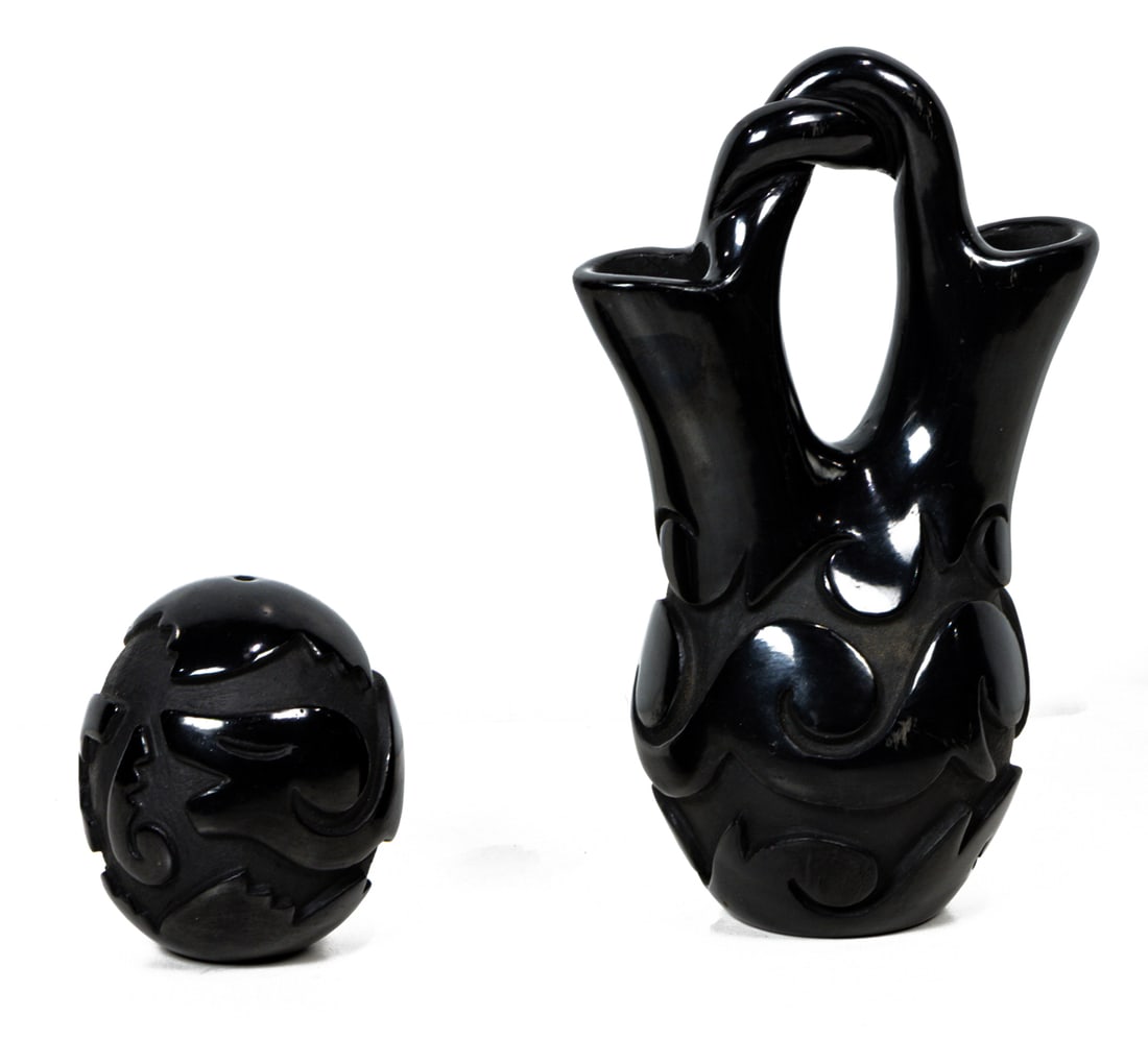 Two Victor and Naomi Eckleberry Santa Clara pueblo pottery vessels (1 of 1)