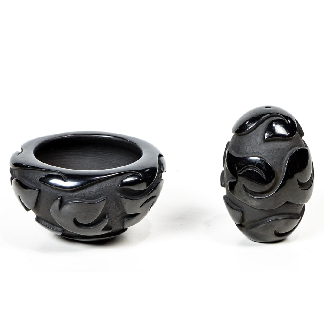 Two Victor and Naomi Eckleberry Santa Clara pueblo pottery vessels (1 of 1)