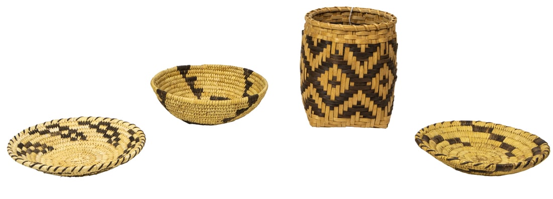 A Carol Welch Cherokee diamond basket with three Mary Lopez Cherokee baskets (1 of 1)