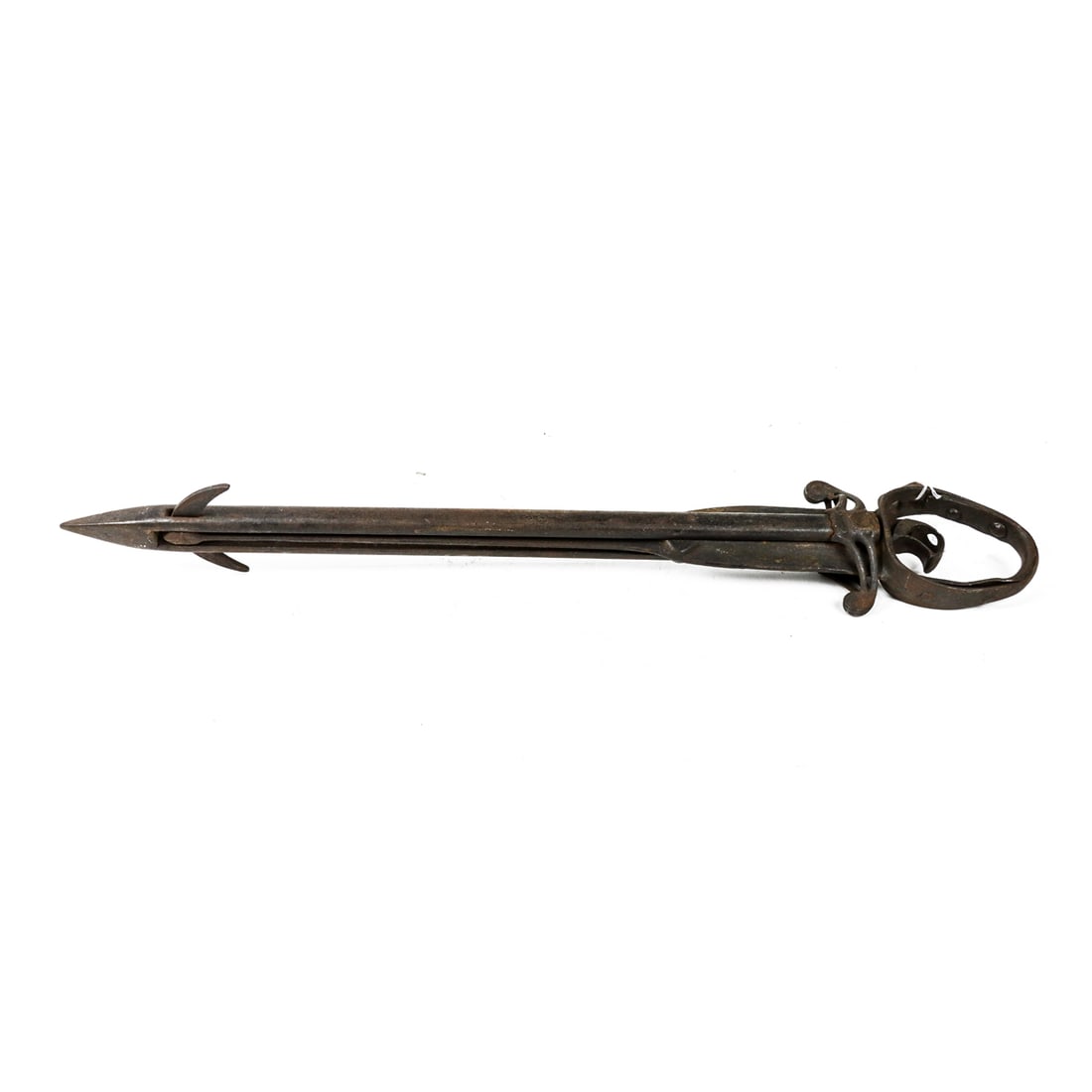 A cast iron hay harpoon: A cast iron hay harpoon, 33"l