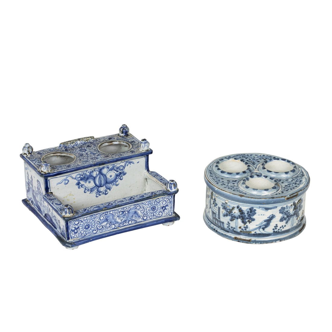 Two majolica or Delft pottery table articles (1 of 5)