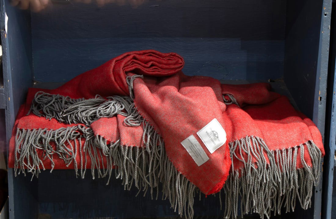 Five acrylic throw blankets with Wells Fargo label (1 of 1)