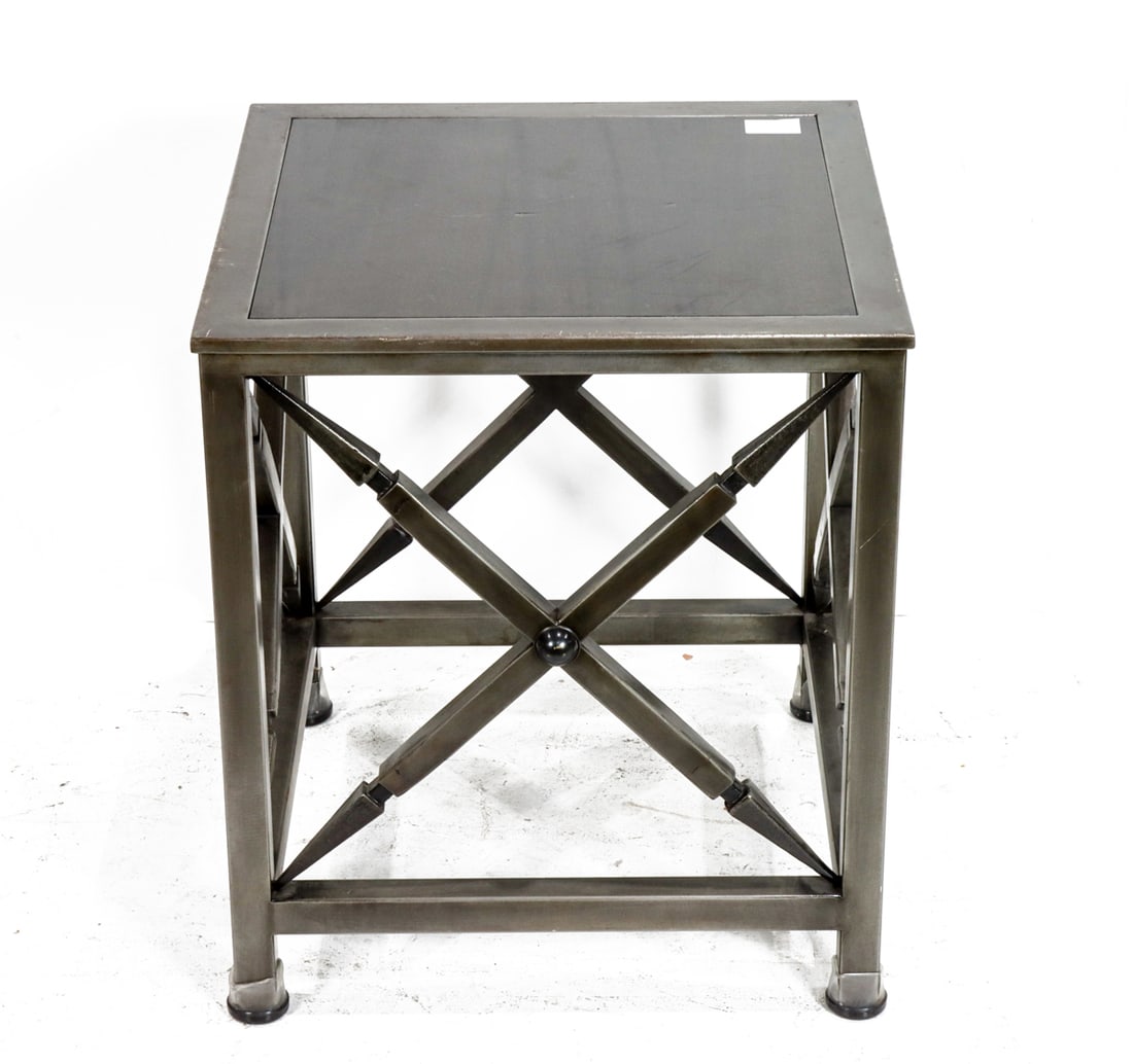 A contemporary patinated metal square side table (1 of 1)