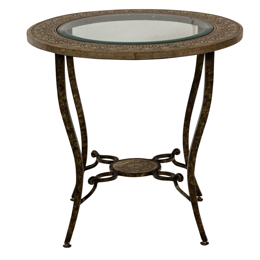 An Italian style beveled glass and gilt metal round side table (1 of 4)