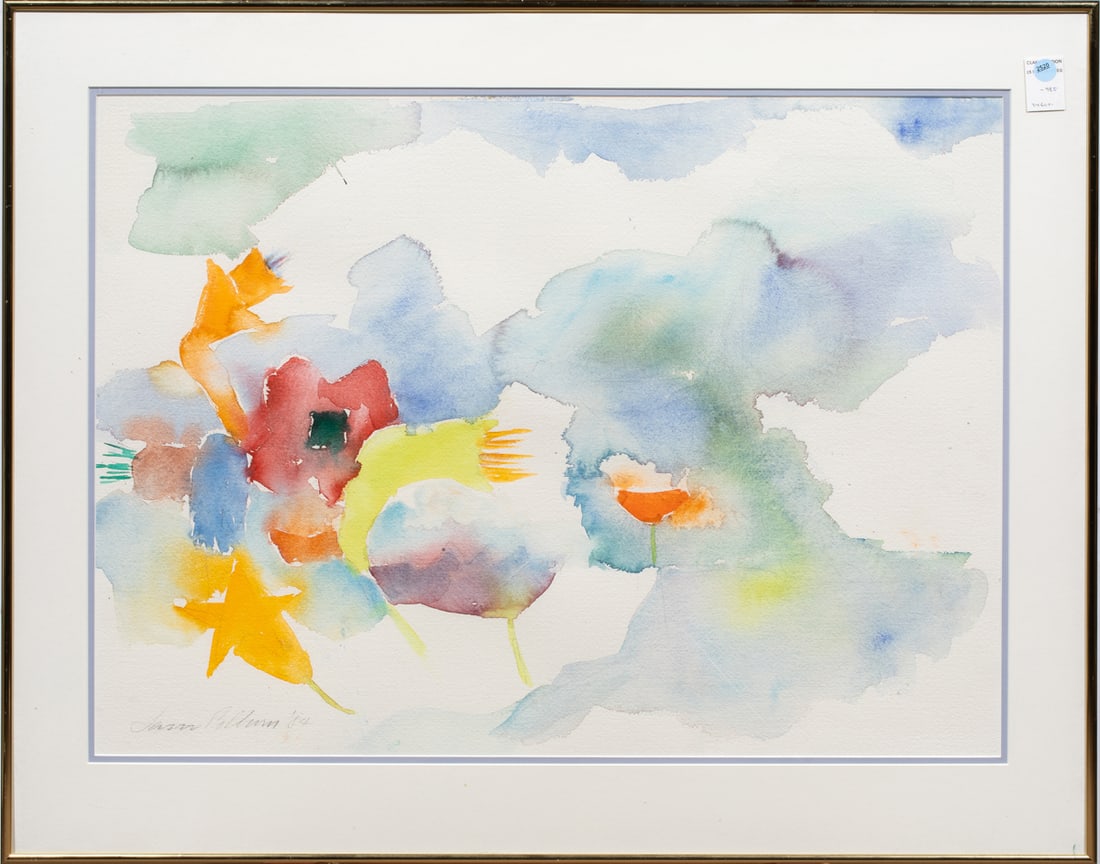Watercolor, Sam Colburn: Sam Colburn (American, 1909-1993), Untitled, 1984, watercolor on paper, signed and dated lower left, overall (with frame): 28.25"h x 35.75"w