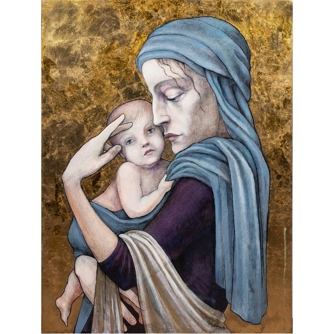 Painting, Paige Oden: Paige Oden (American, 20th/21st century), Mother and Child, 1993, oil on canvas, signed and dated lower right, canvas (unframed): 48"h x 36"w