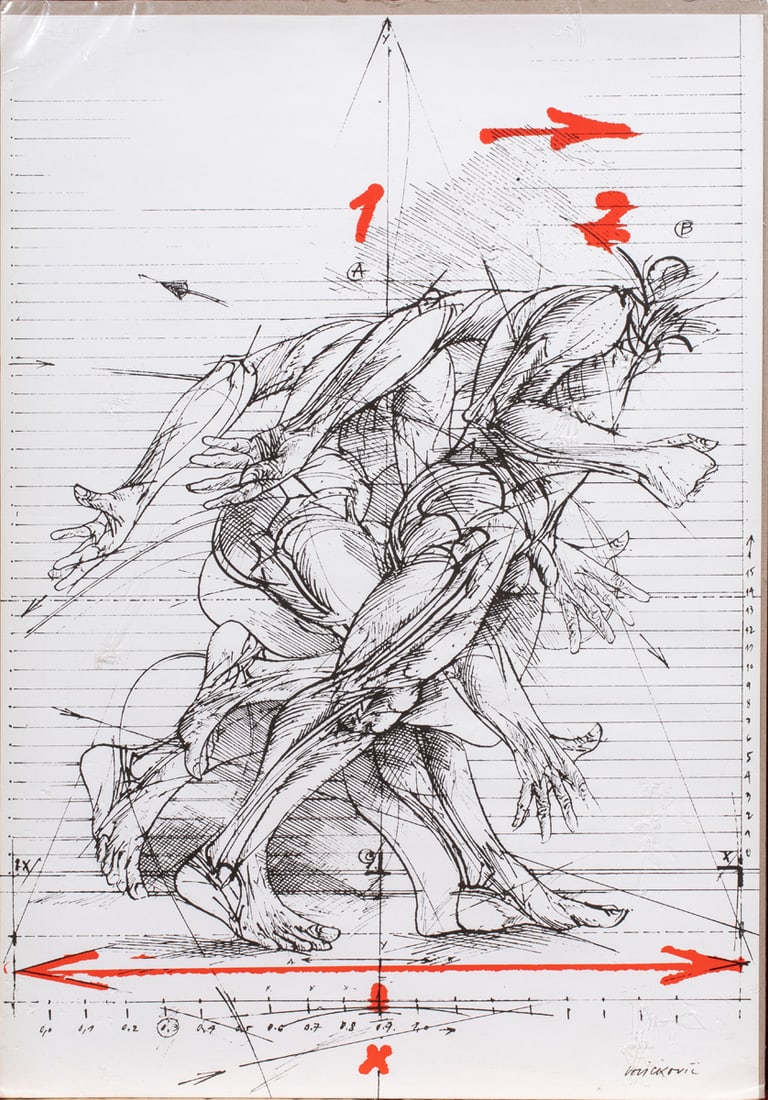 Print, Vladimir Velickovic: Vladimir Velickovic (Serbian. 1935-2019), Untitled, lithograph, signed in plate lower right, sheet (unframed): 23"h x 16"w