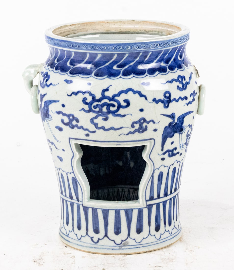 A Japanese blue and white vase: A Japanese blue and white vase. Meiji period, 8.75" high.