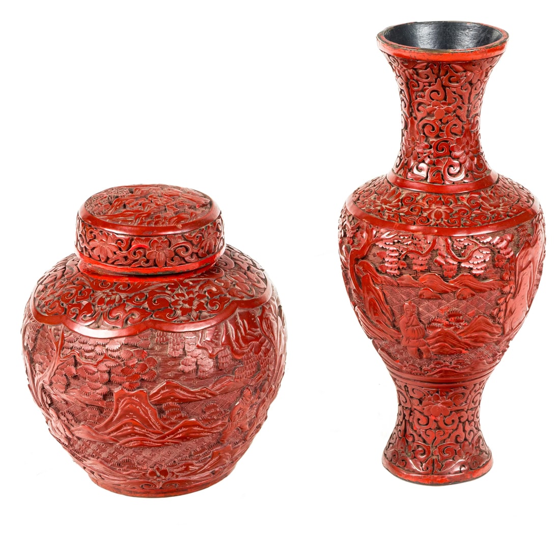 (lot of 2) Chinese cinnabar lacquer objects (1 of 4)