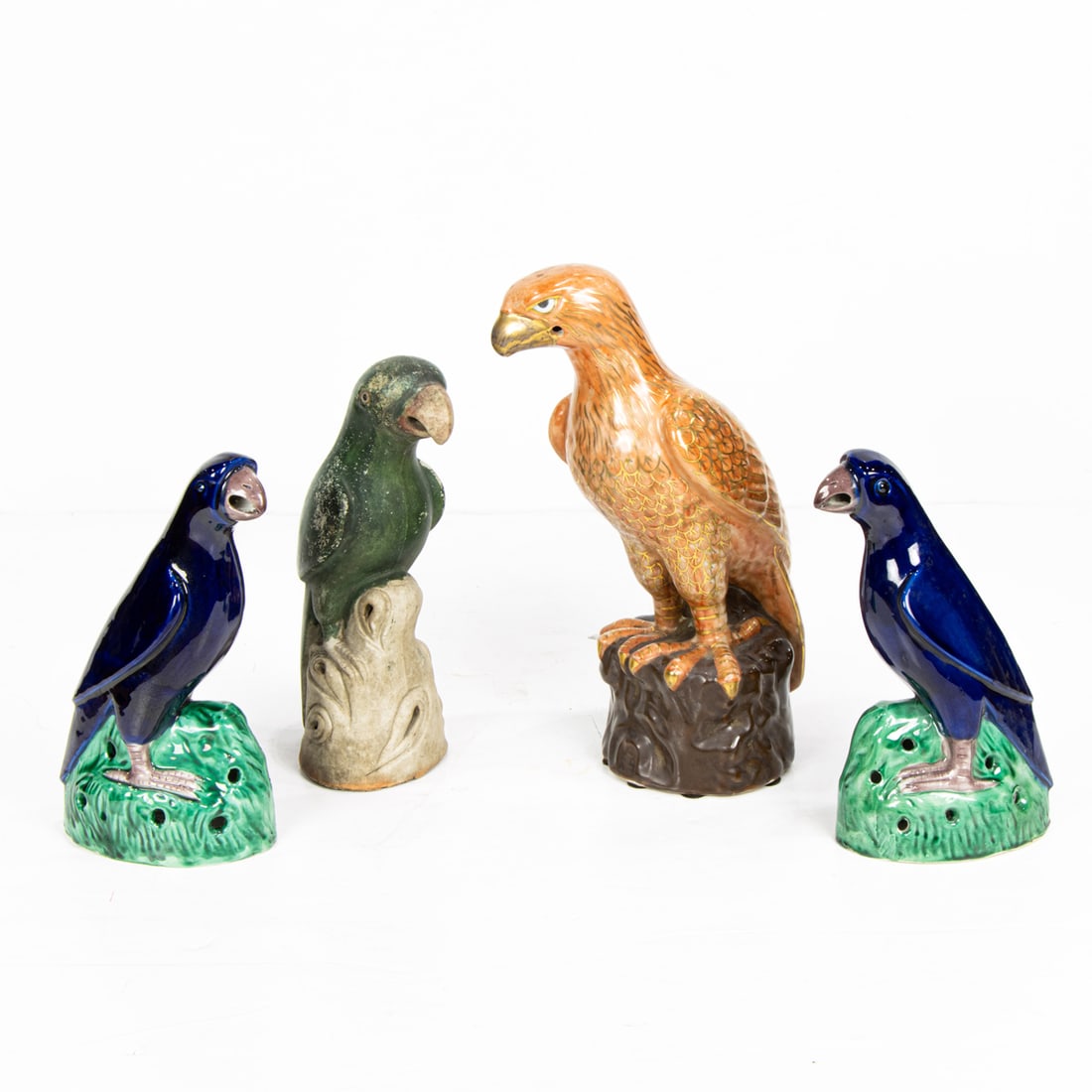 (lot of 4) Chinese glazed parrots (1 of 2)