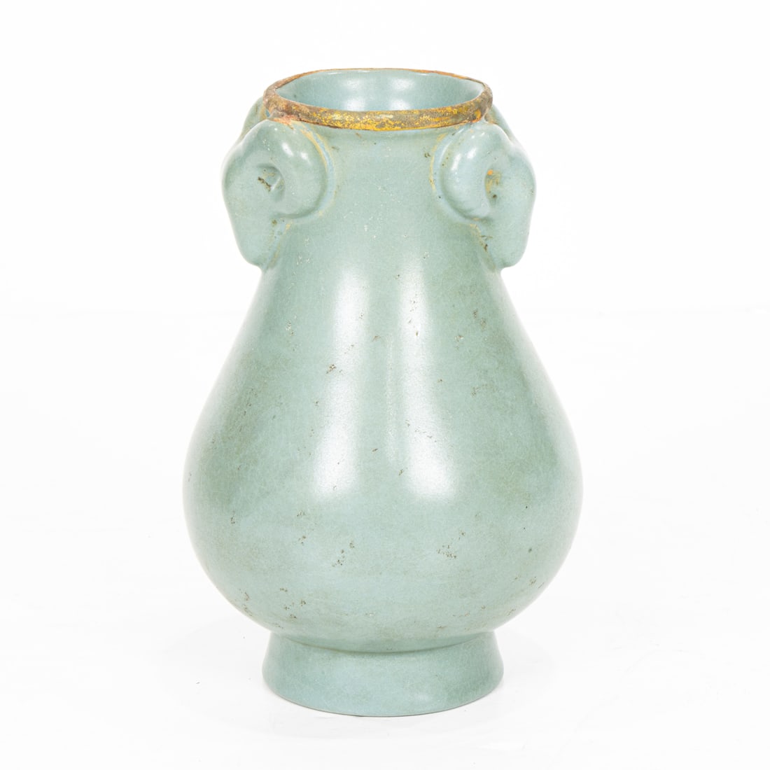 A Chinese celadon glaze vase: A Chinese celadon glaze vase. 6.25" high.