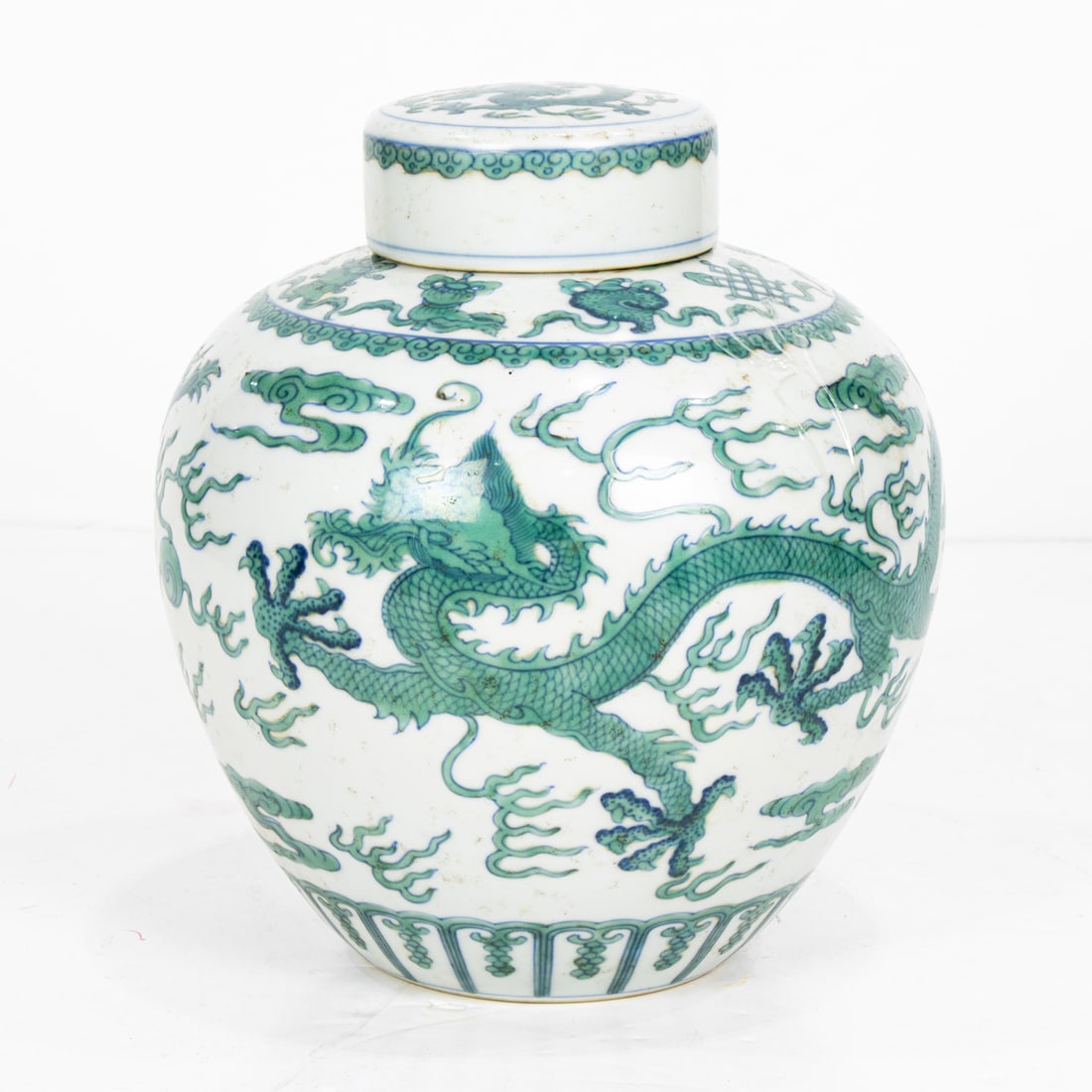 A Chinese doucai 'dragon' covered jar (1 of 2)