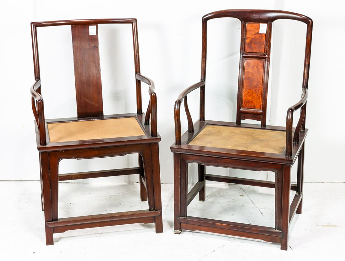 (lot of 2) Chinese hardwood and burlwood armchairs (1 of 1)