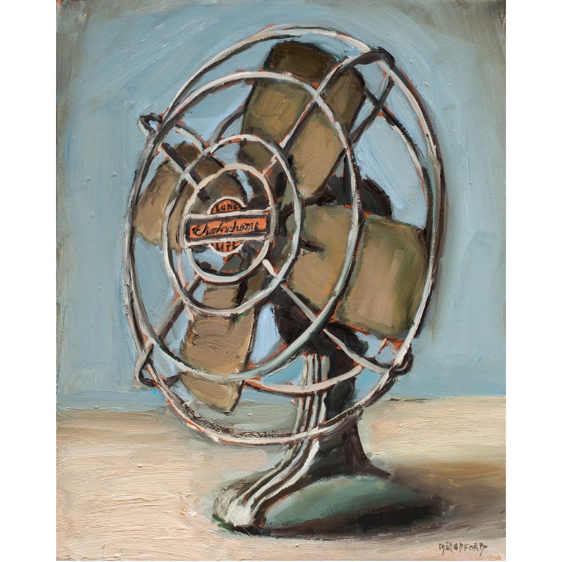Painting, Bradford Salamon: Bradford Salamon (American, b. 1963), Fan, 2015, oil on canvas, signed lower right, signed and dated verso, canvas: 20"h x 16"w, overall (with frame): 21"h x 17"w