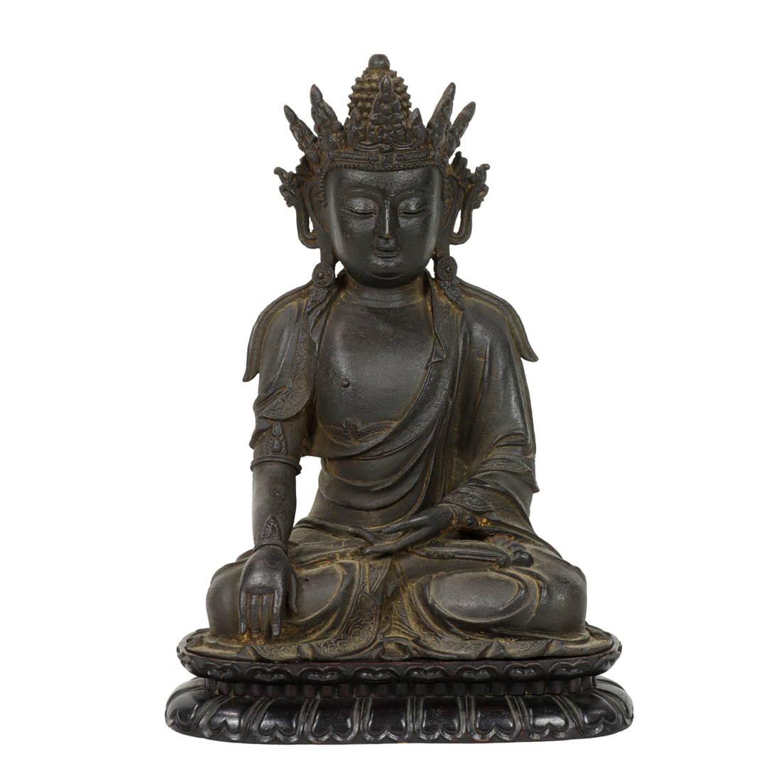 A Chinese bronze seated figure of Akshobhya (1 of 4)