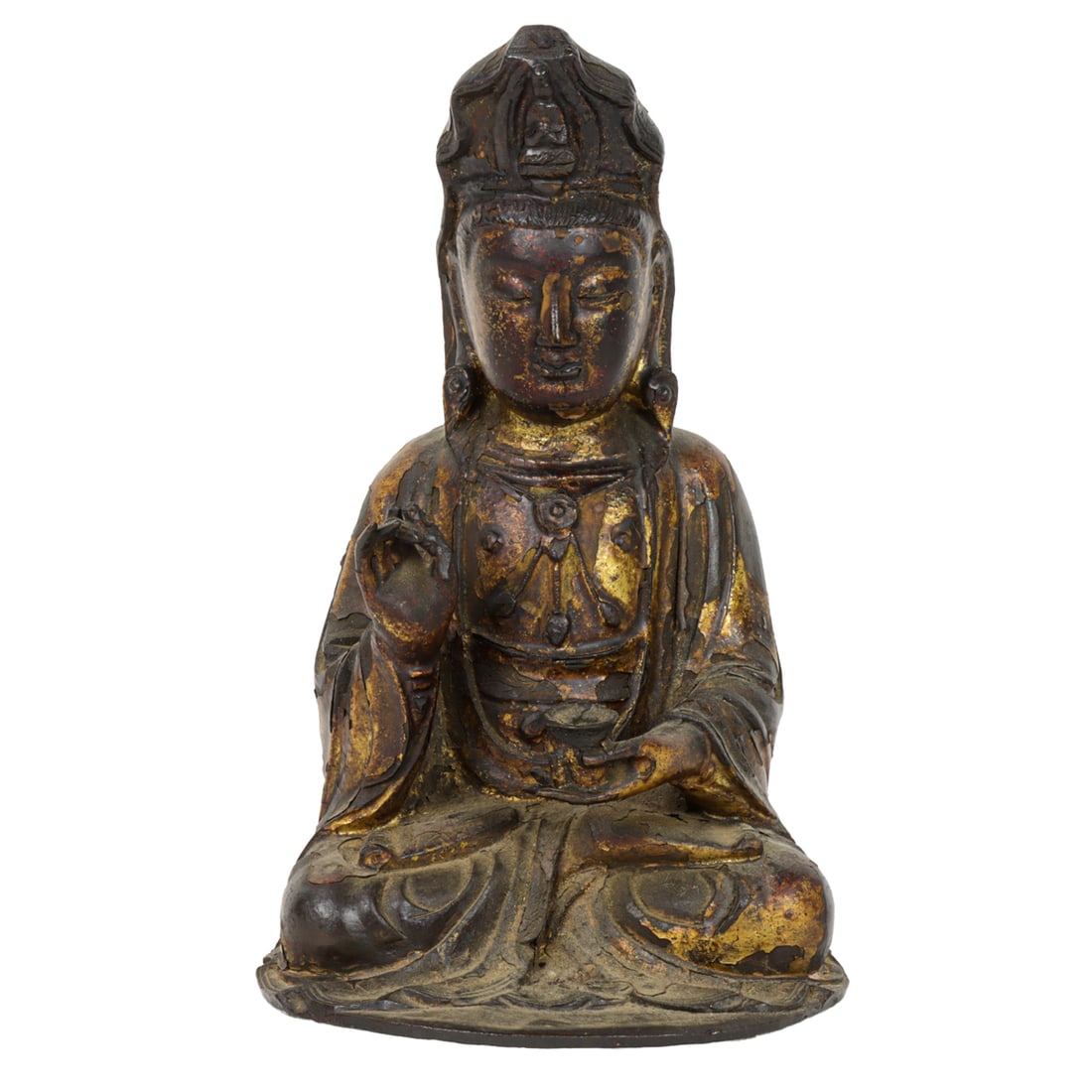 A Chinese gilt bronze seated figure of Guanyin (1 of 4)