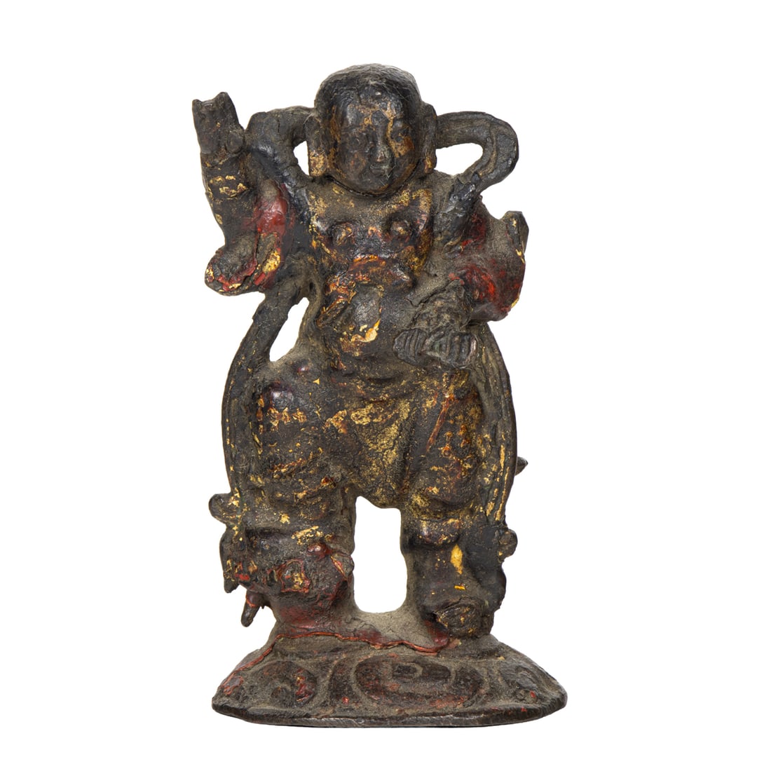 A Chinese gilt lacquered bronze figure of a celestial figure: A Chinese gilt lacquered bronze figure of a celestial figure. Ming dynasty, 4.25" high.