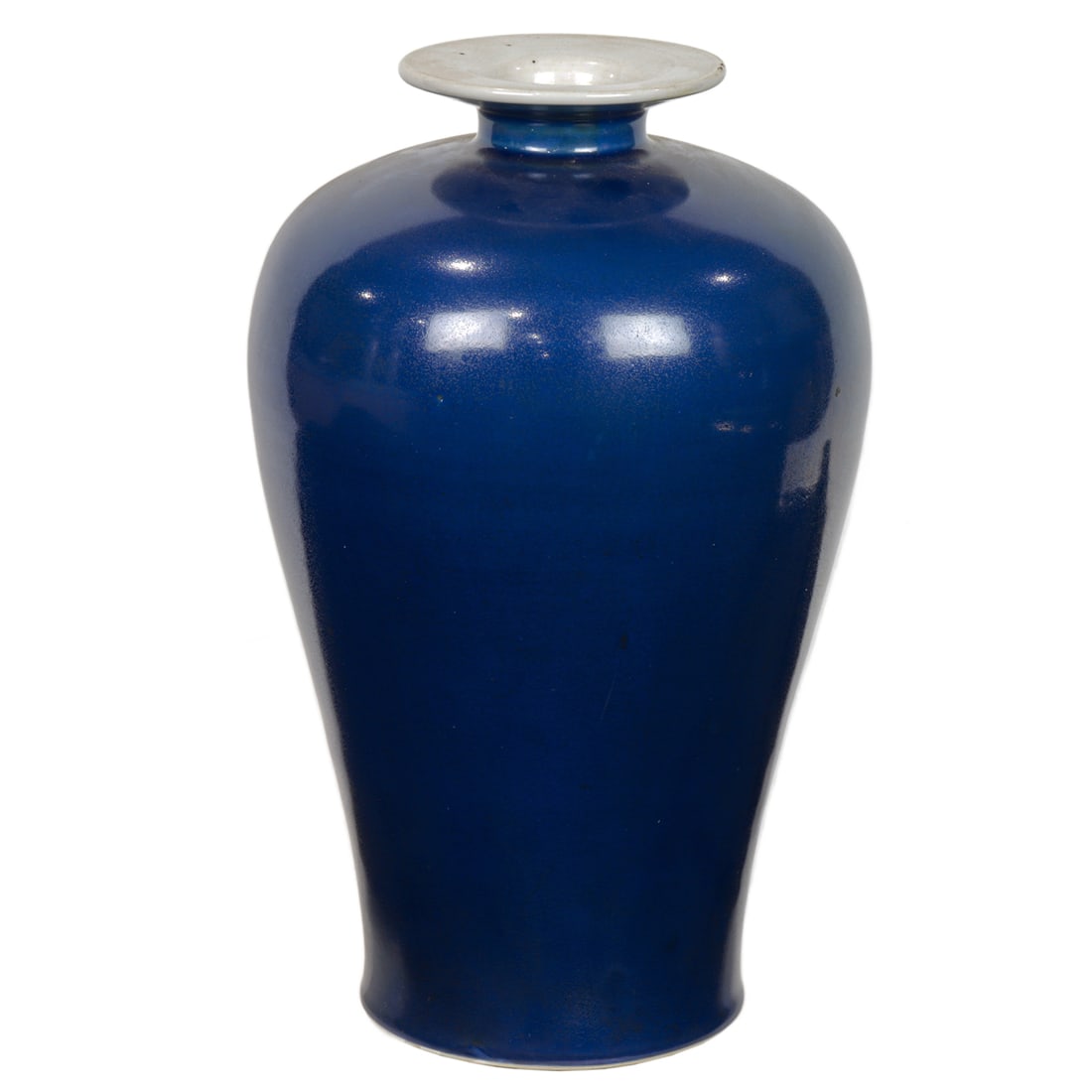 A Chinese powder blue glazed meiping vase: A Chinese powder blue glazed meiping vase. 19th century, 13.5" high. Condition: the base has a drilled hole.