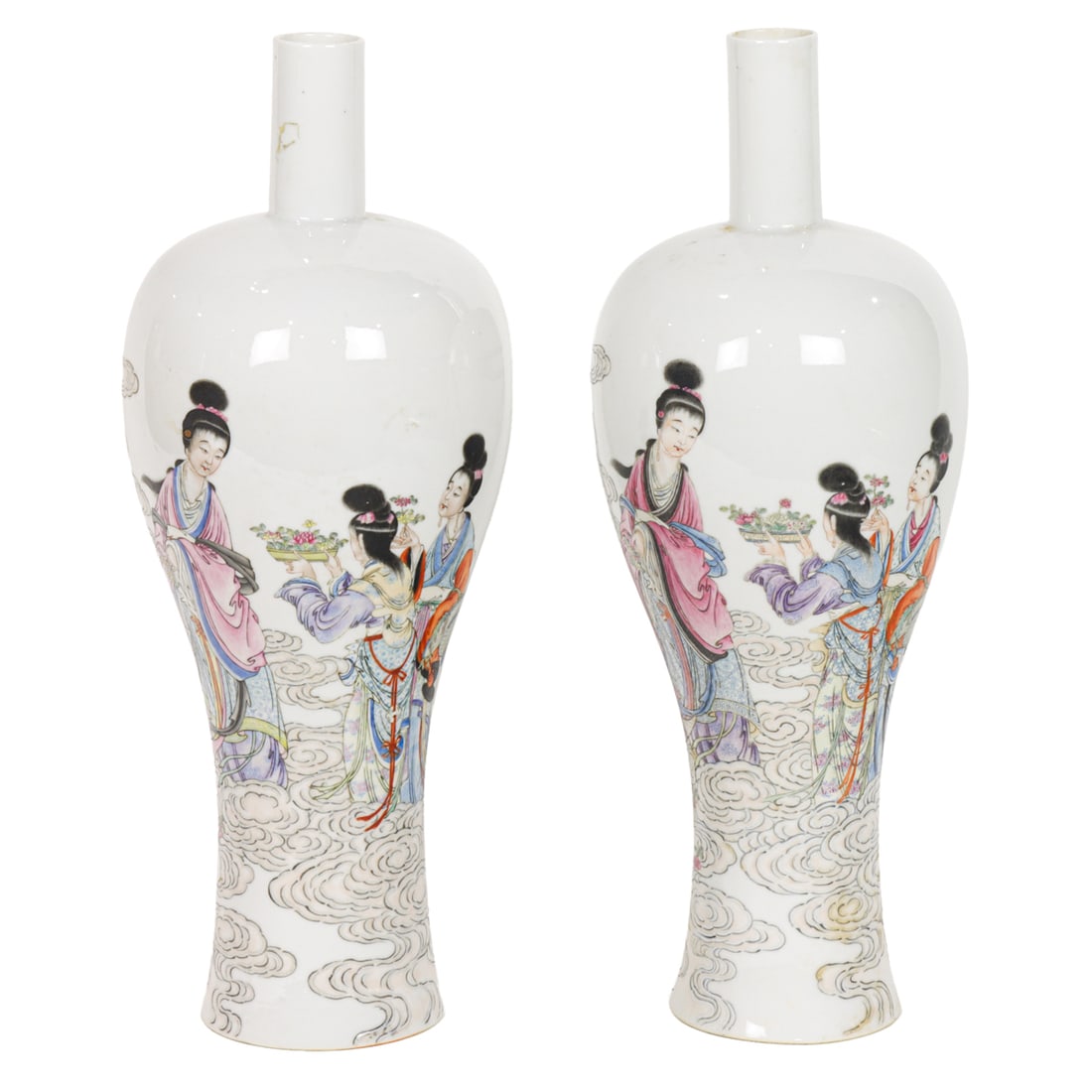 A Chinese famille verte boy figure: A Chinese famille verte boy figure. Depicting boy hold a vase with lotus, Kangxi period, 11.25" high.