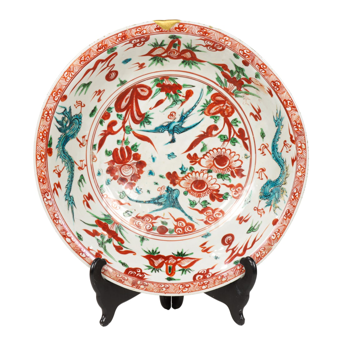 A Chinese swatow 'dragon and phoenix' dish (1 of 3)