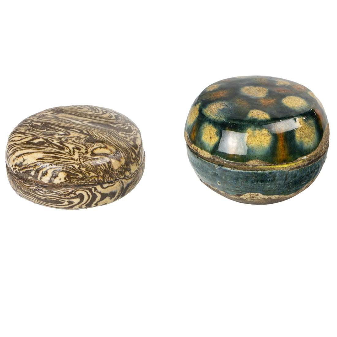 (lot of 2) Chinese glazed cosmetic boxes (1 of 4)