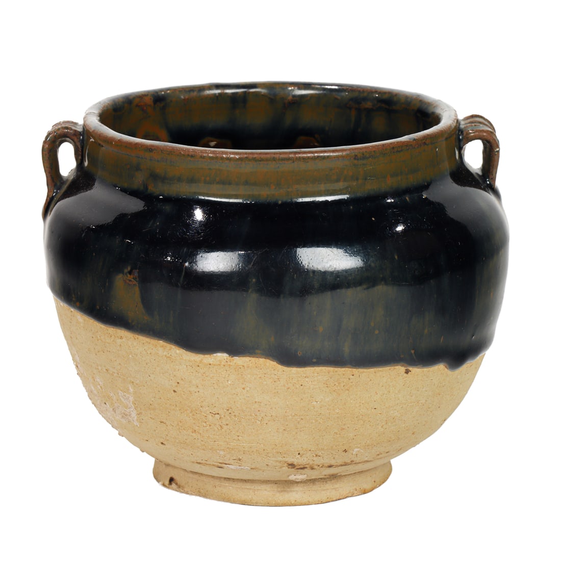 A Chinese black glazed handled jar (1 of 5)