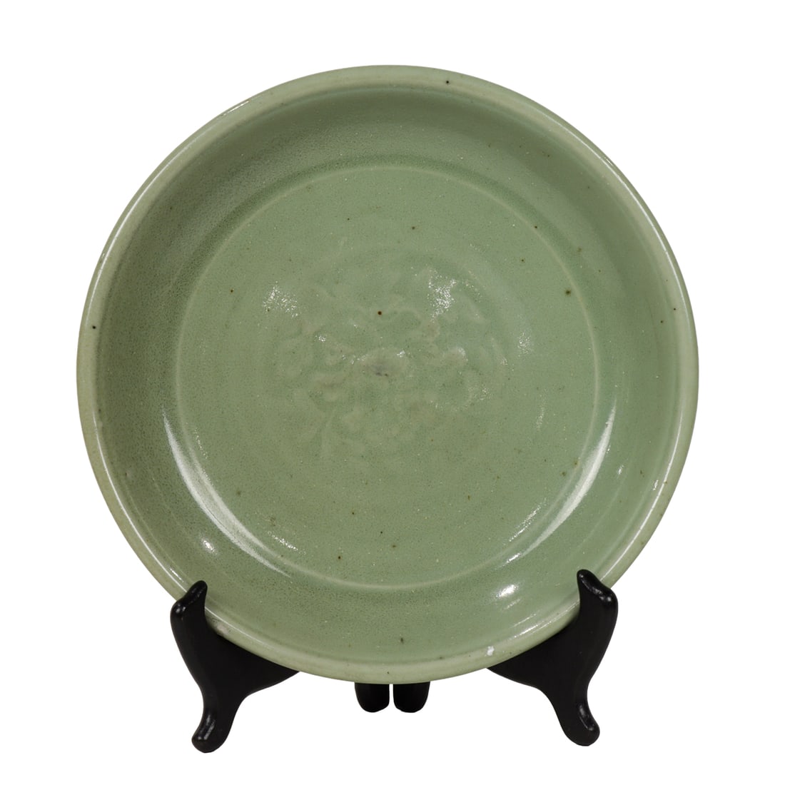 A Chinese Longquan celadon glazed 'peony' shallow bowl (1 of 3)