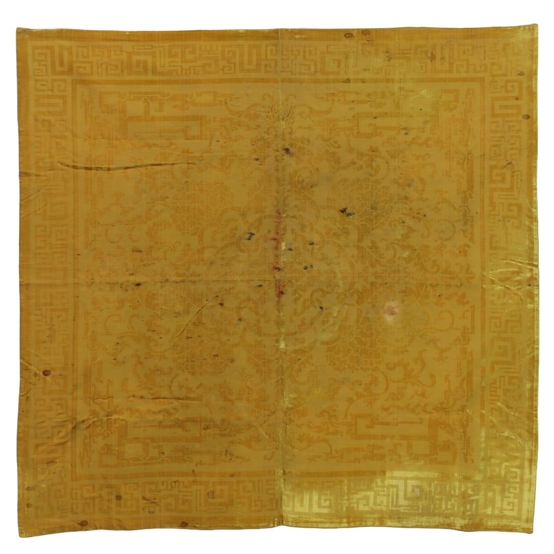 A Chinese yellow cut velvet panel: A Chinese yellow cut velvet panel. 19th century, 49" x 47".
