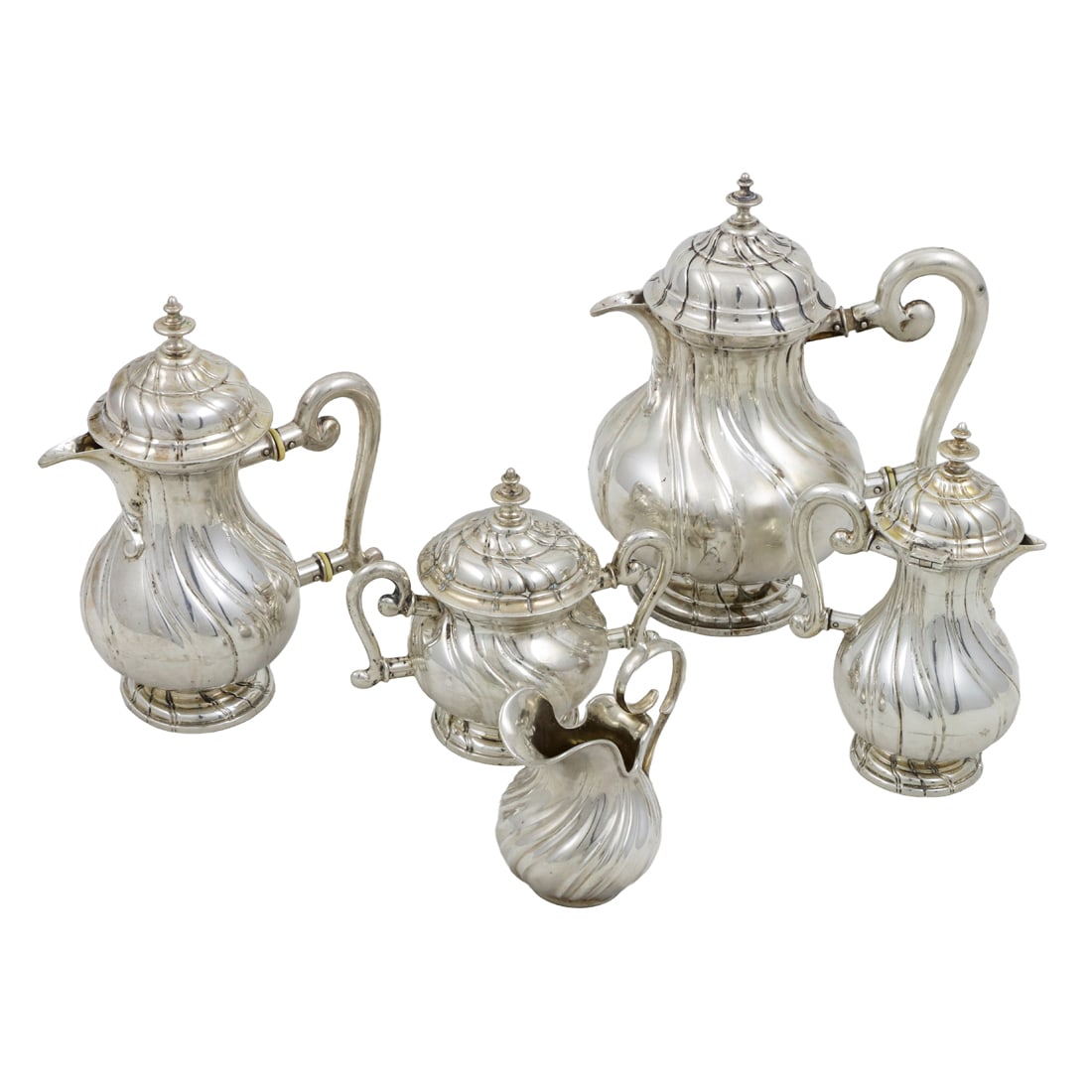 A Five-Piece German 800-silver Coffee, Tea and Chocolate Service (1 of 4)
