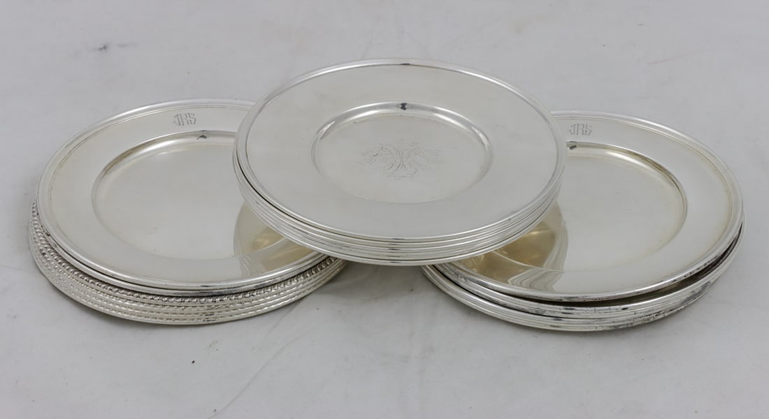 Eighteen American Sterling Bread Plates, Gorham and Others (1 of 4)