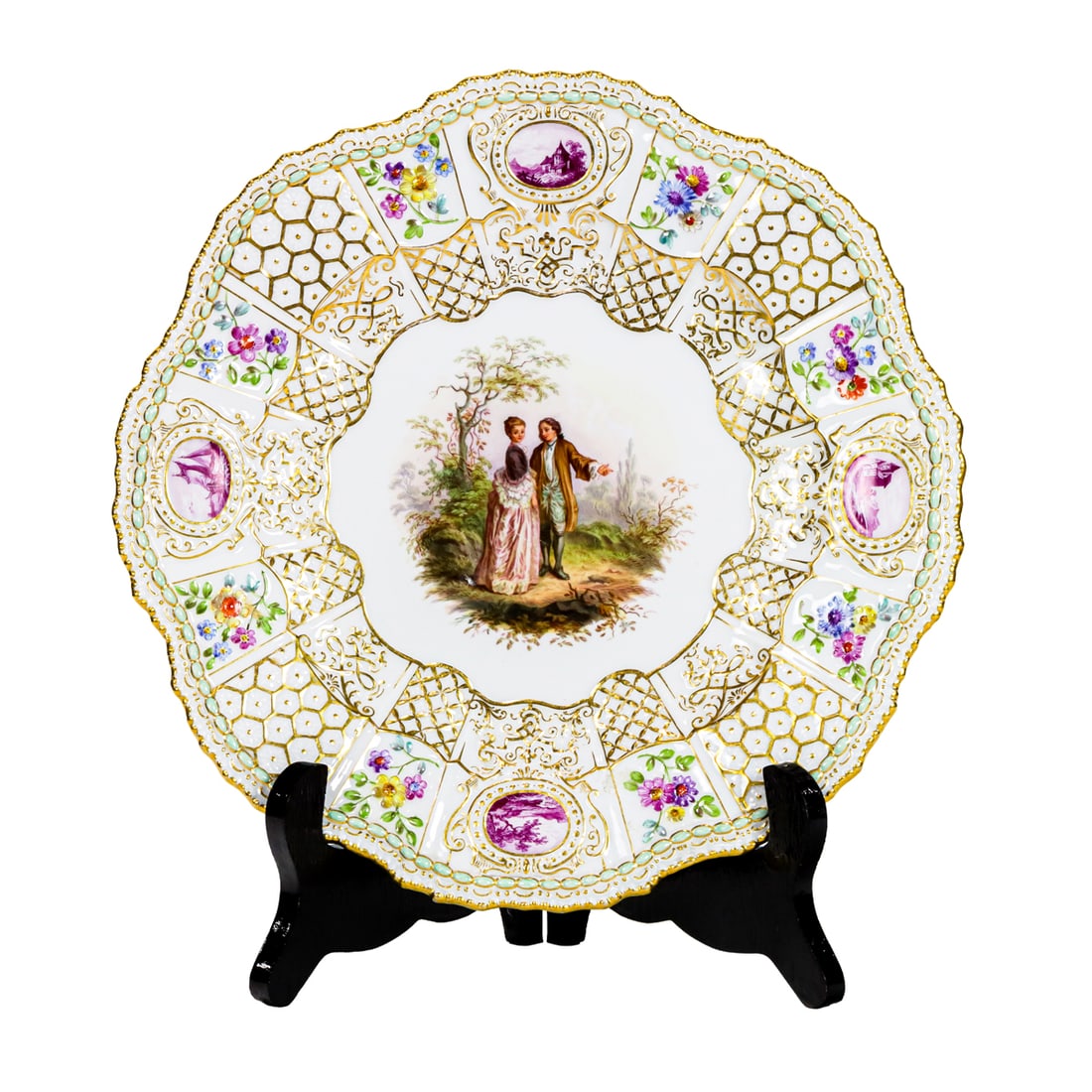 A Meissen porcelain relief molded cabinet plate (1 of 4)