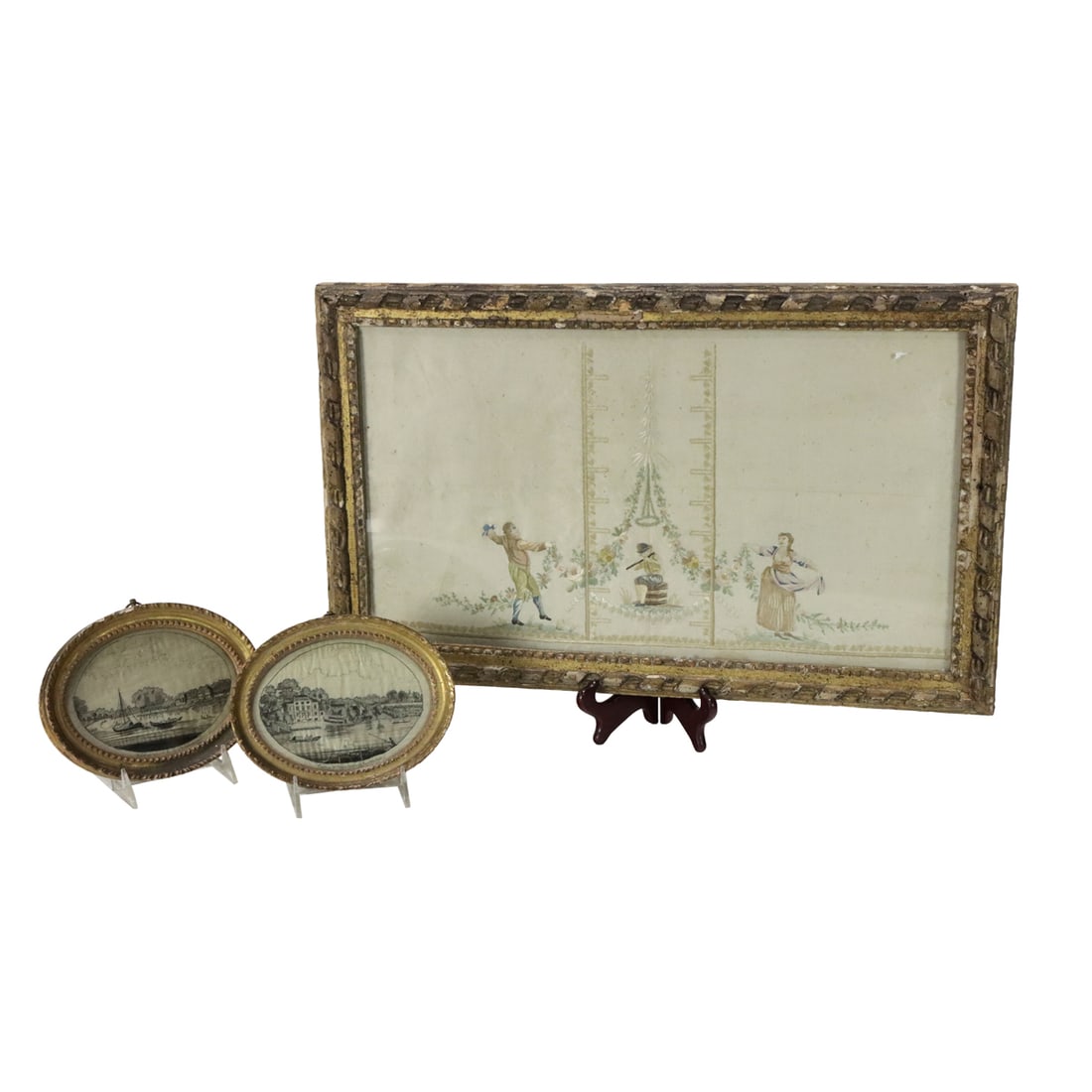 Three Regency silk embroidered and hairwork pictures (1 of 3)