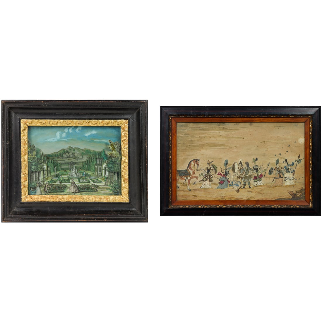 Two Continental paper-work or collage pictures, 18th century (1 of 6)