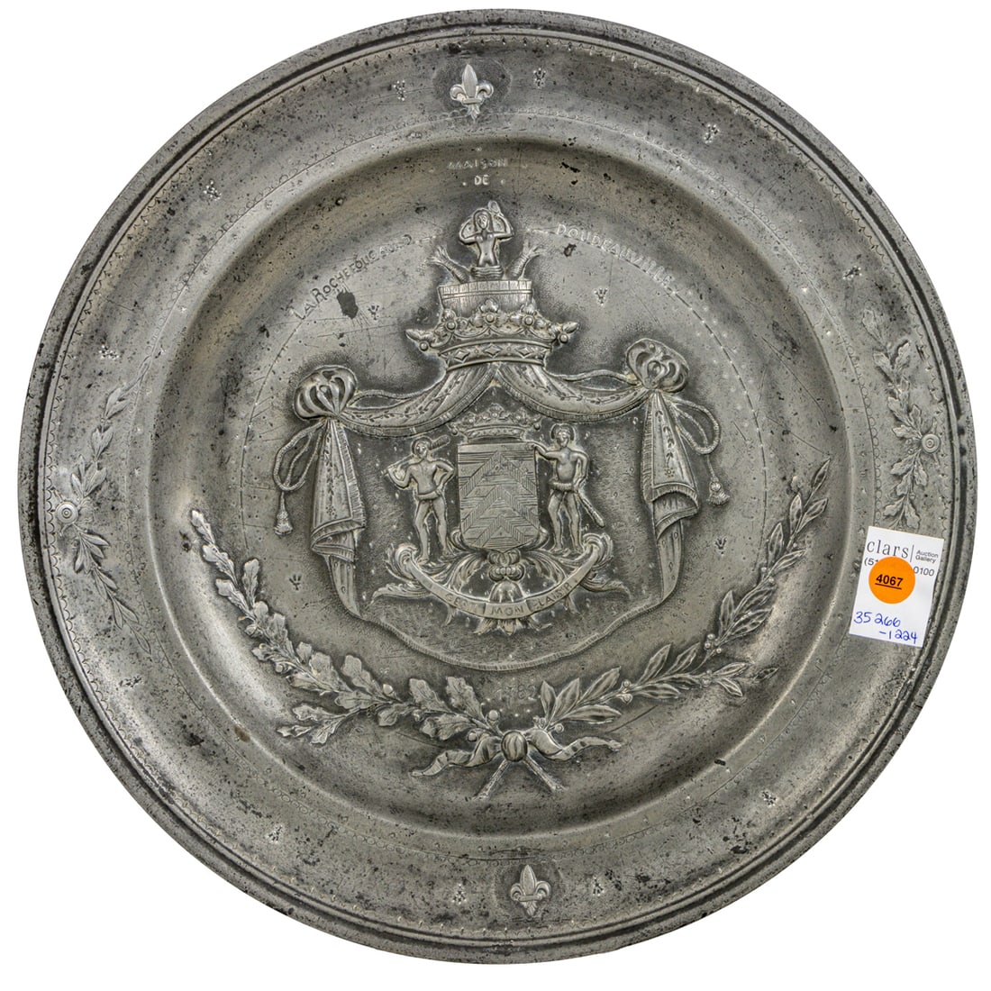 A French pewter armorial charger for Maison de La Roche Foucauld-Doudeauville (1 of 3)
