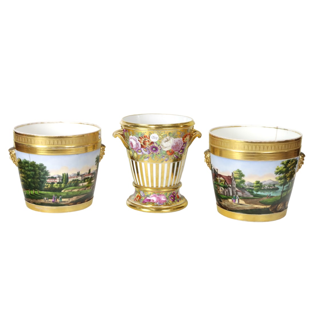 Three Paris porcelain cachepots - 2