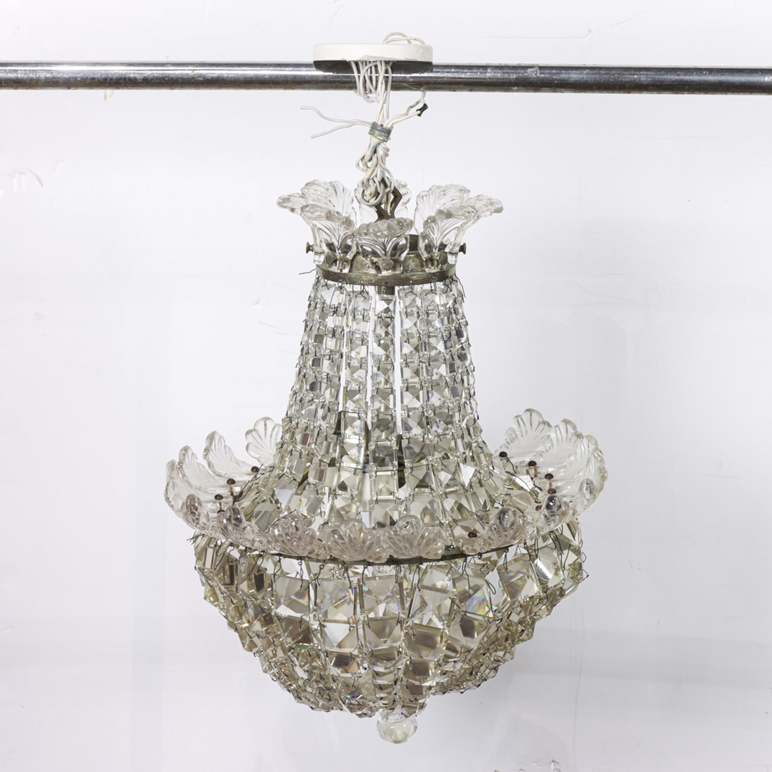 A Neoclassical style cut glass chandelier (1 of 3)
