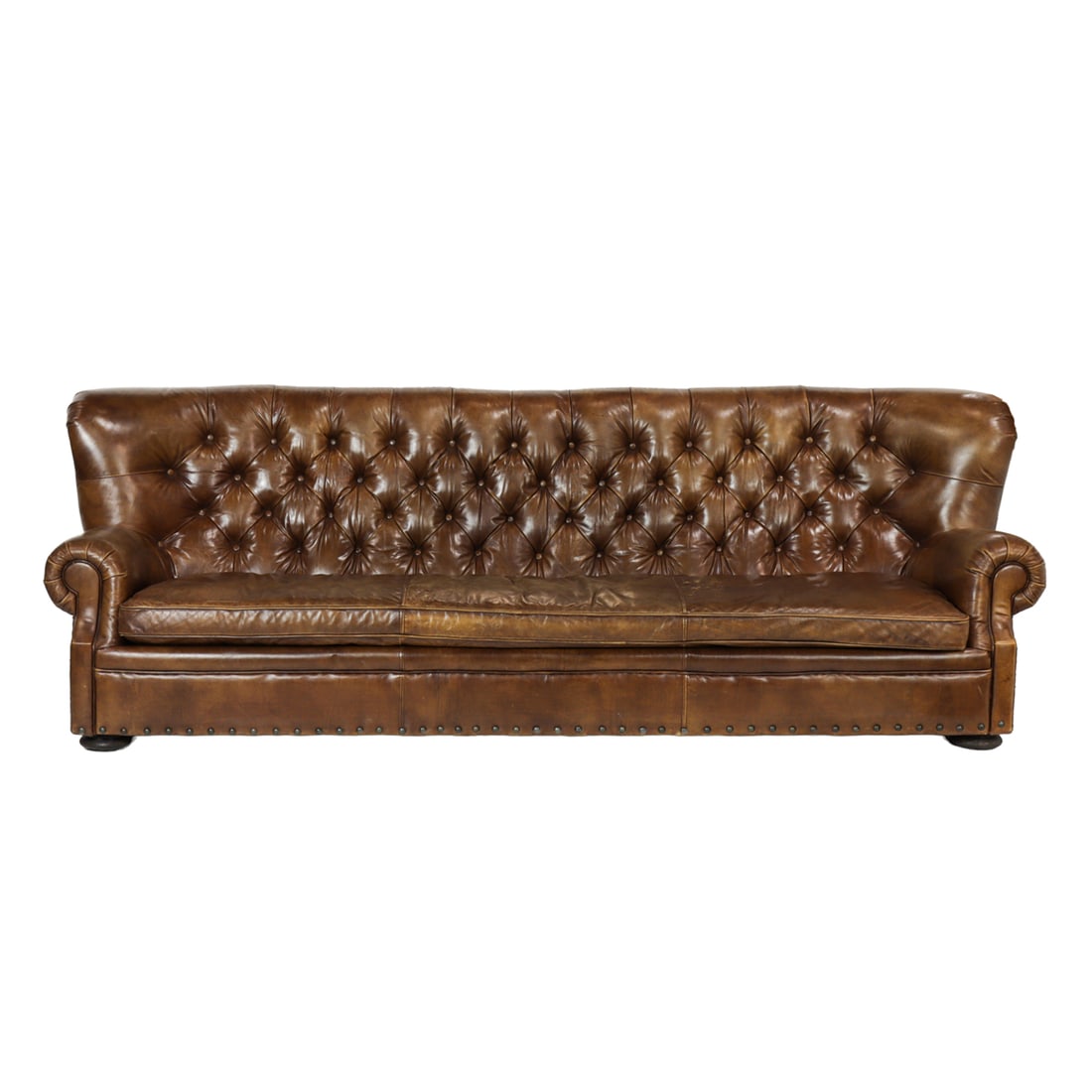 A Restoration Hardware 'Churchill' chesterfield style extended sofa (1 of 3)