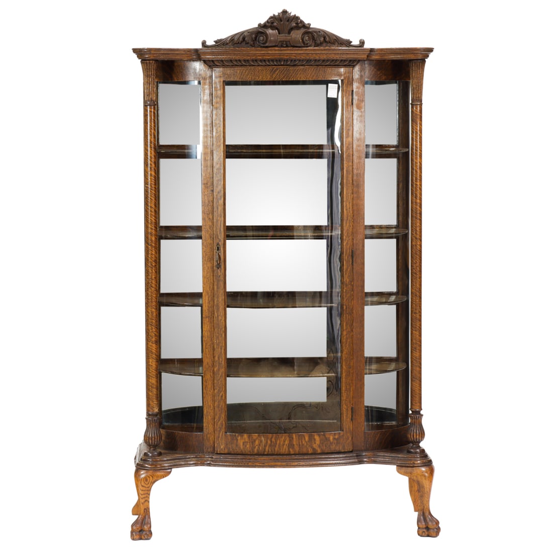 A late Victorian oak display cabinet circa 1900 (1 of 5)