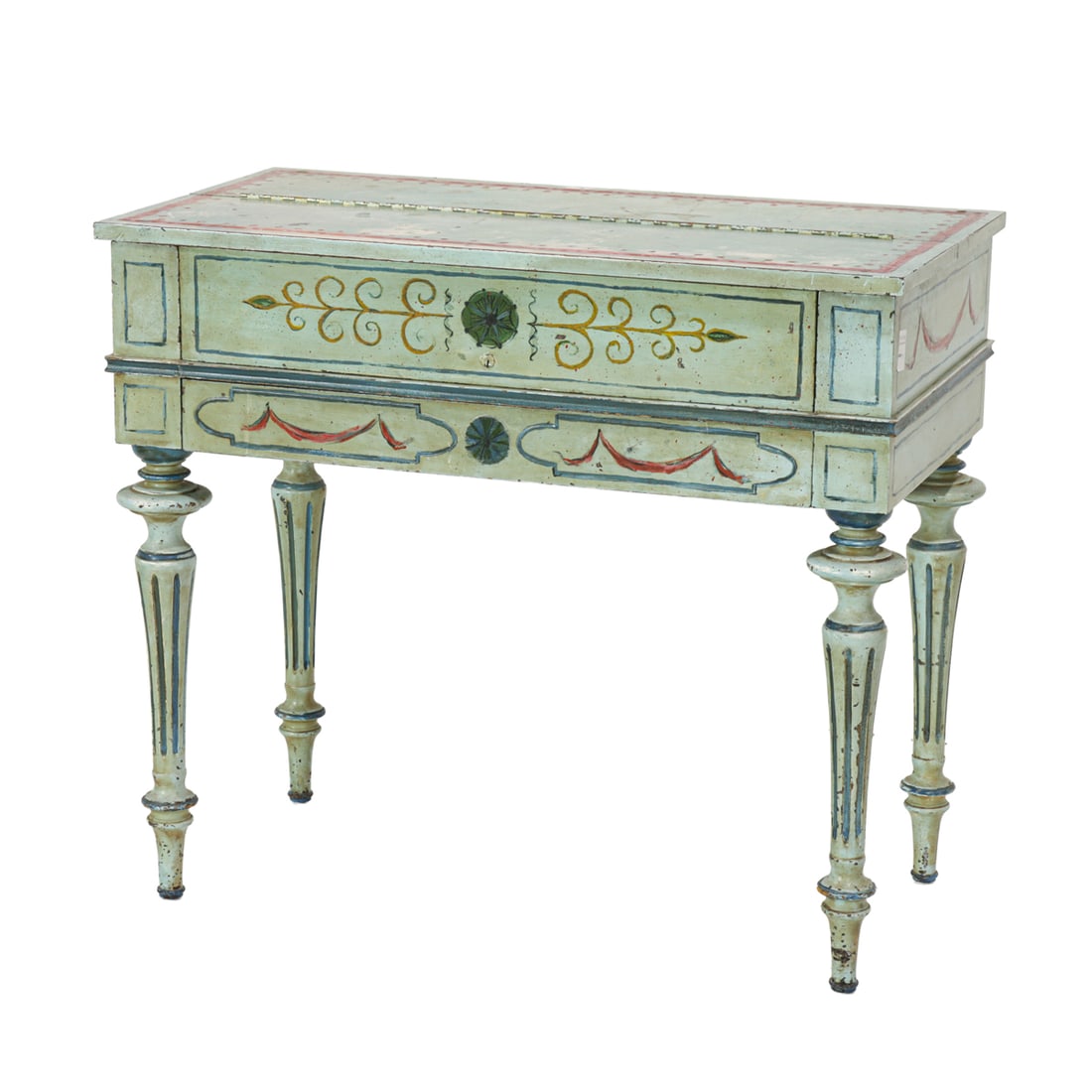 A Neoclassical style polychrome decorated desk (1 of 5)