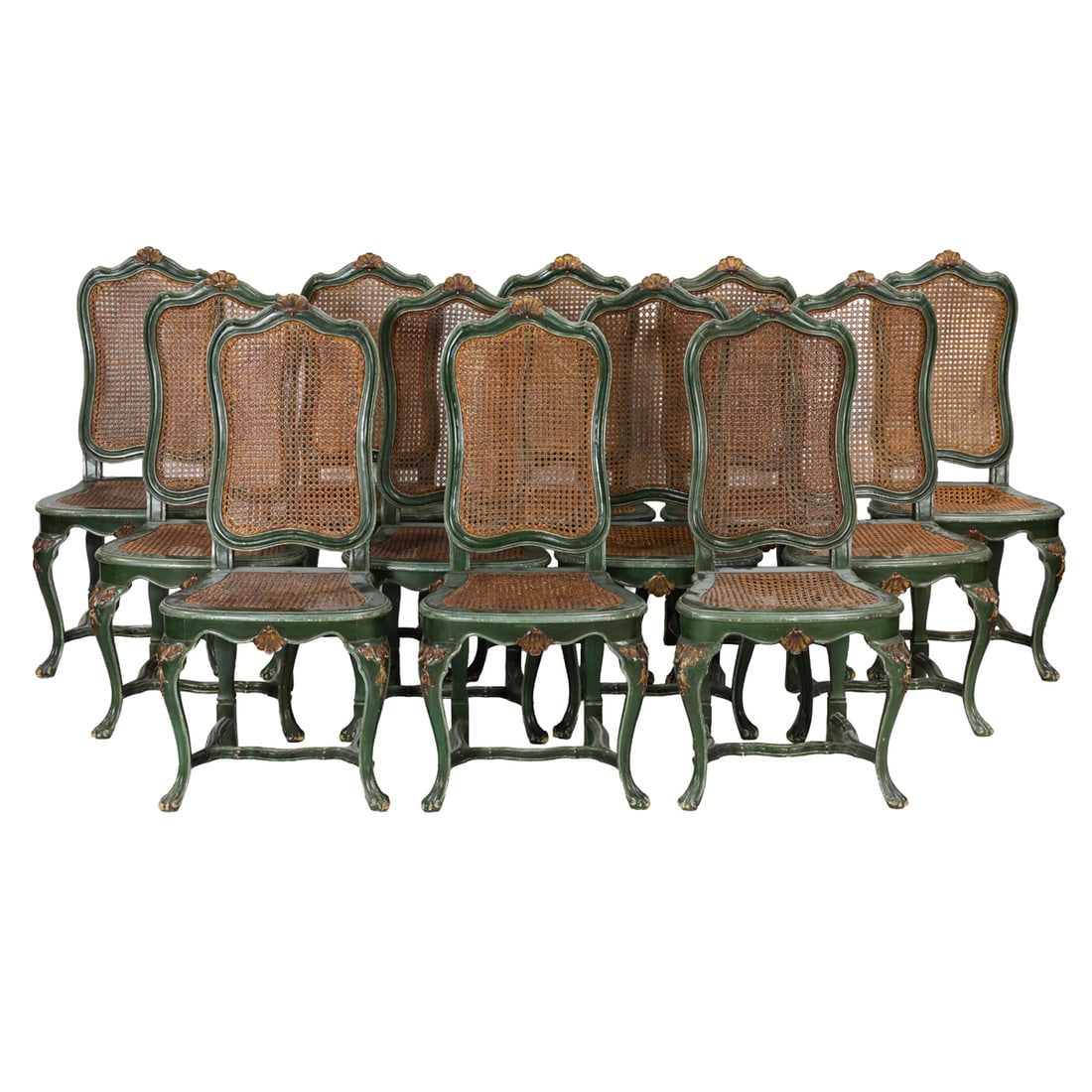 A set of twelve Continental Rococo style dining chairs circa 1880 (1 of 4)