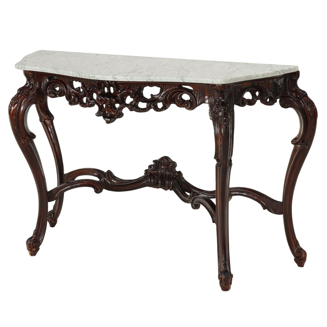A Rococo style marble top console table - 2