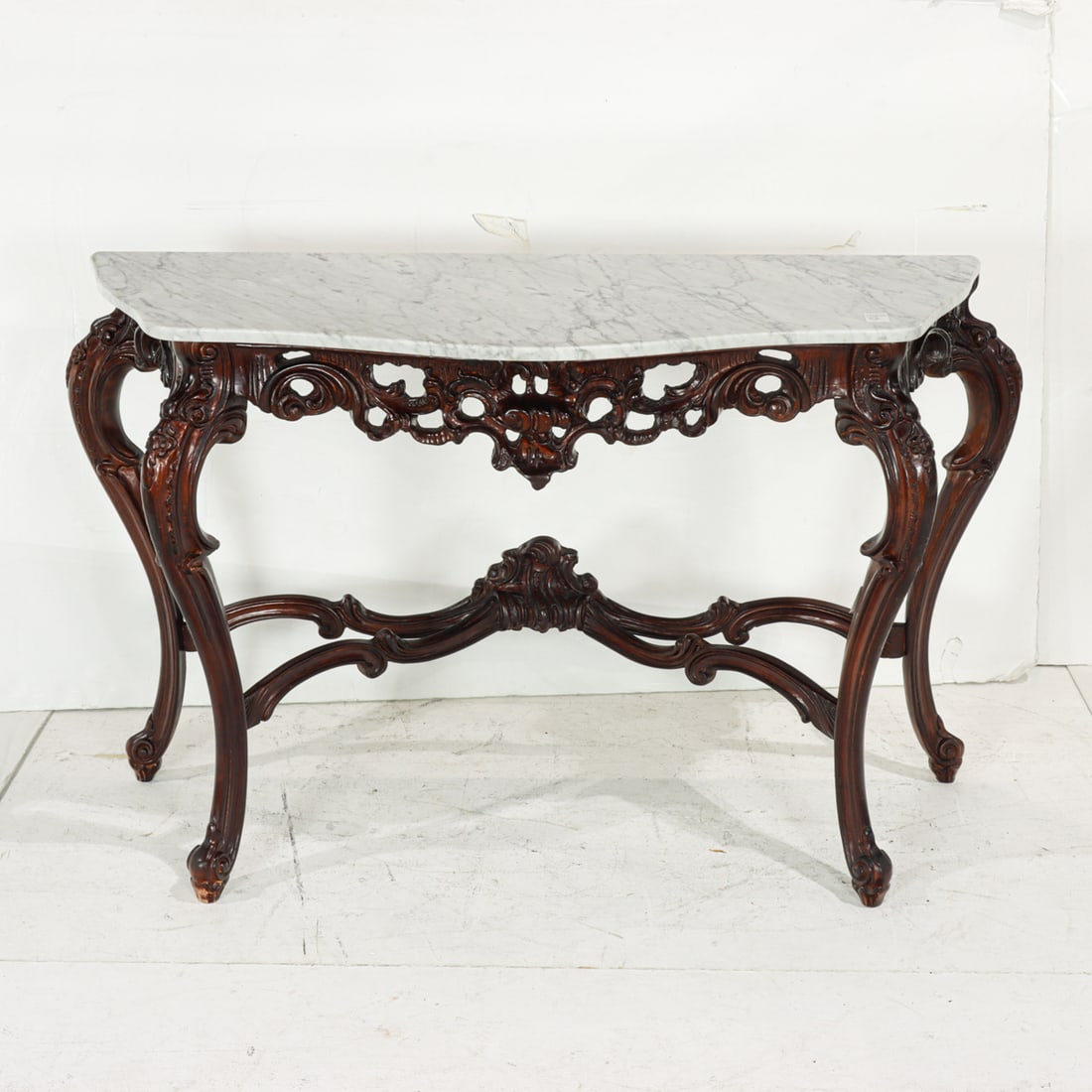 A Rococo style marble top console table - 3
