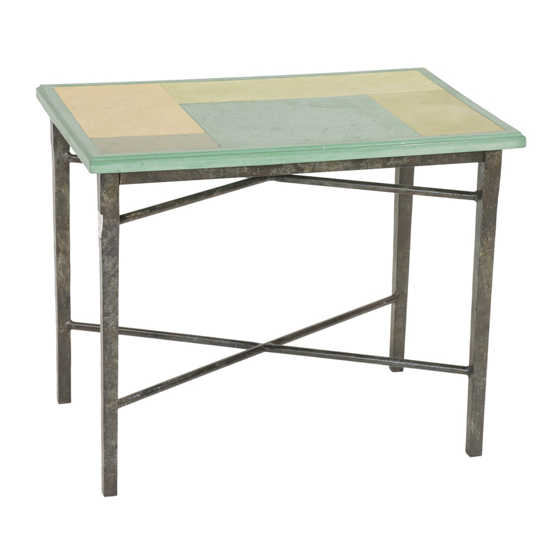A Contemporary tile top occasional table with iron base (1 of 4)