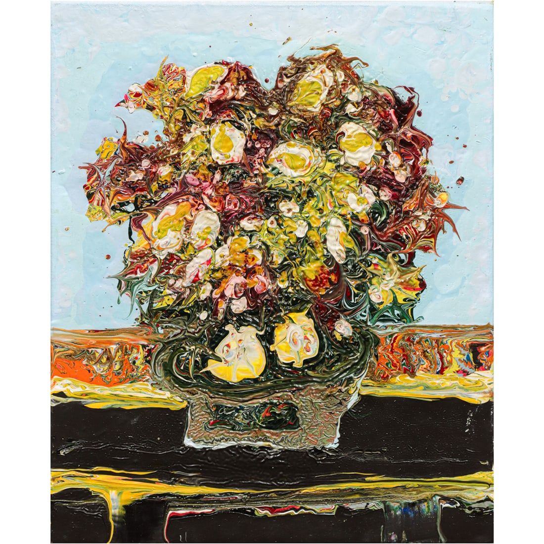Painting, Jon Andrew Schooler: Jon Andrew Schooler (American, b. 1954), Still Life with Flowers, 2014, oil on canvas, signed and dated verso, canvas (unframed): 17.75"h x 13.75"w