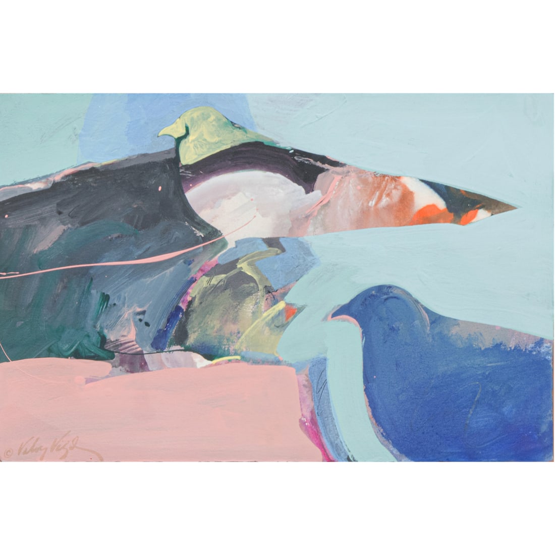 Work on paper, Veloy Vigil: Veloy Vigil (American, 1931-1997), "Sweetgrass," acrylic on paper, signed lower left, sheet: 10.5"h x 14.5"w, overall (with frame): 22"h x 25.75"w