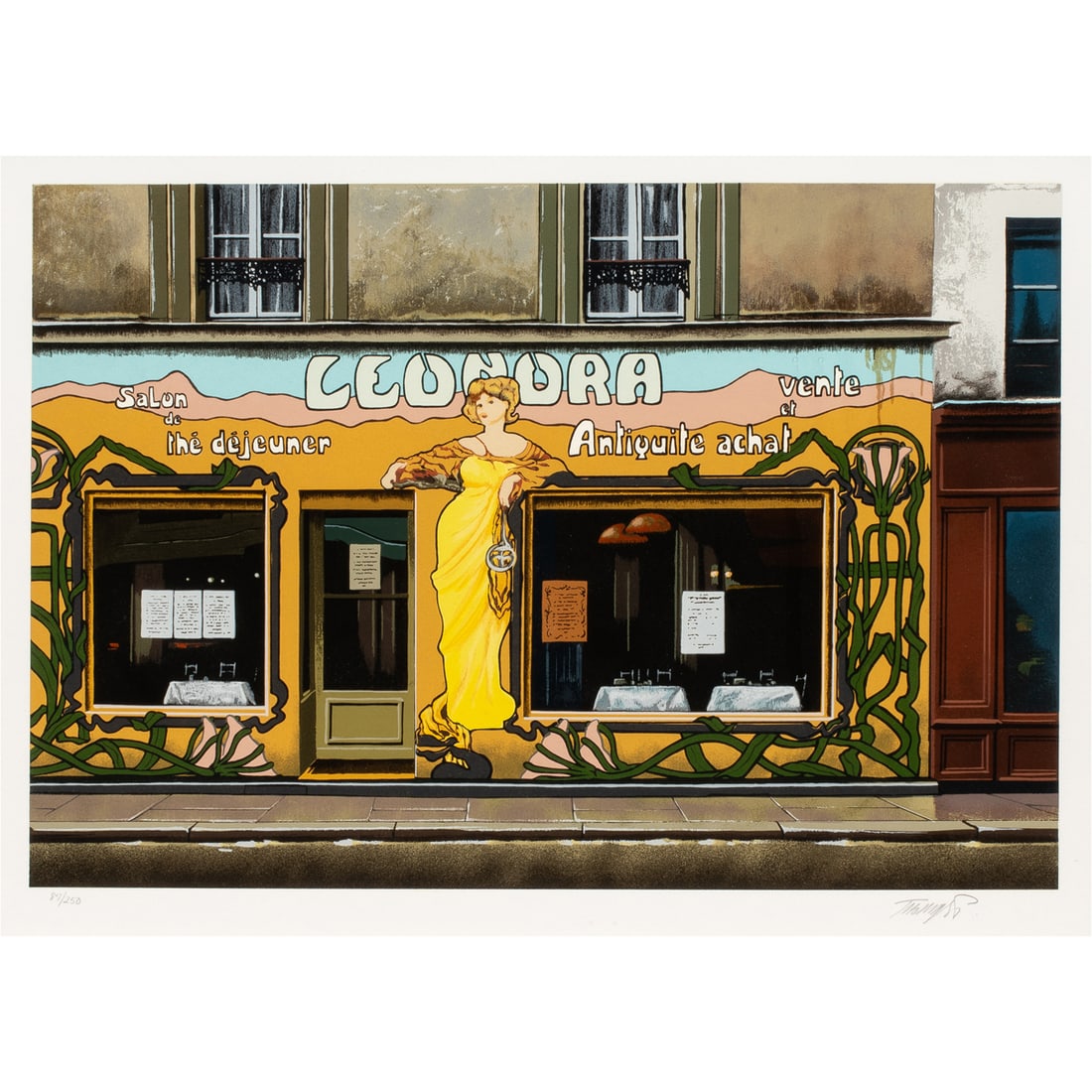 Print, Thomas Pradzynski: Thomas Pradzynski (Polish, 1951-2007), Leonora, serigraph, pencil signed lower right, edition 87/250, image: 15"h x 21.5"w, overall (with frame): 31"h x 38"w