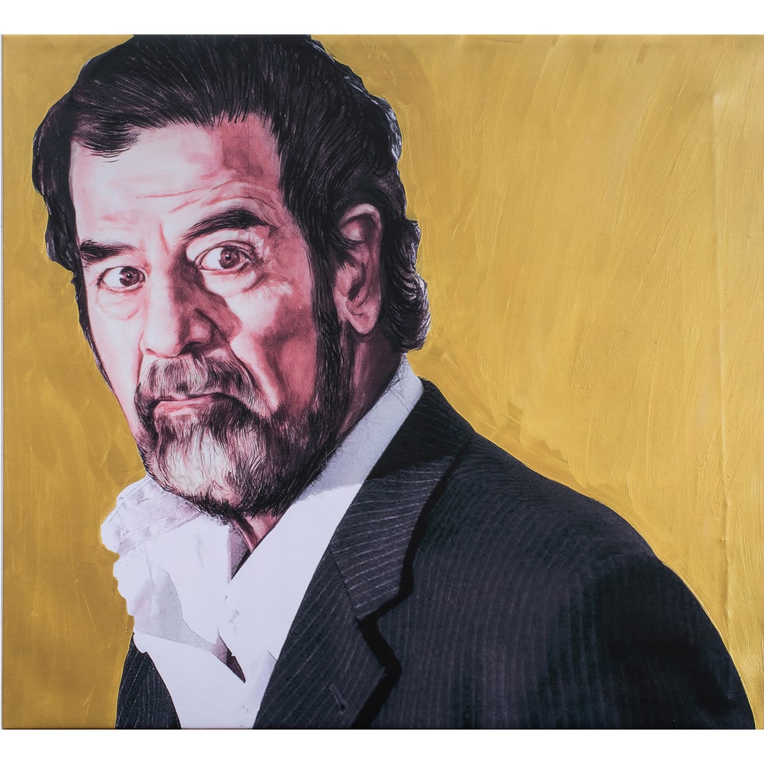 Print, Dimitry Vrubel: Dimitry Vrubel (Russian/German, 1960-2022), "Saddam Hussein," print on canvas, canvas (unframed): 17"h x 18.5"w