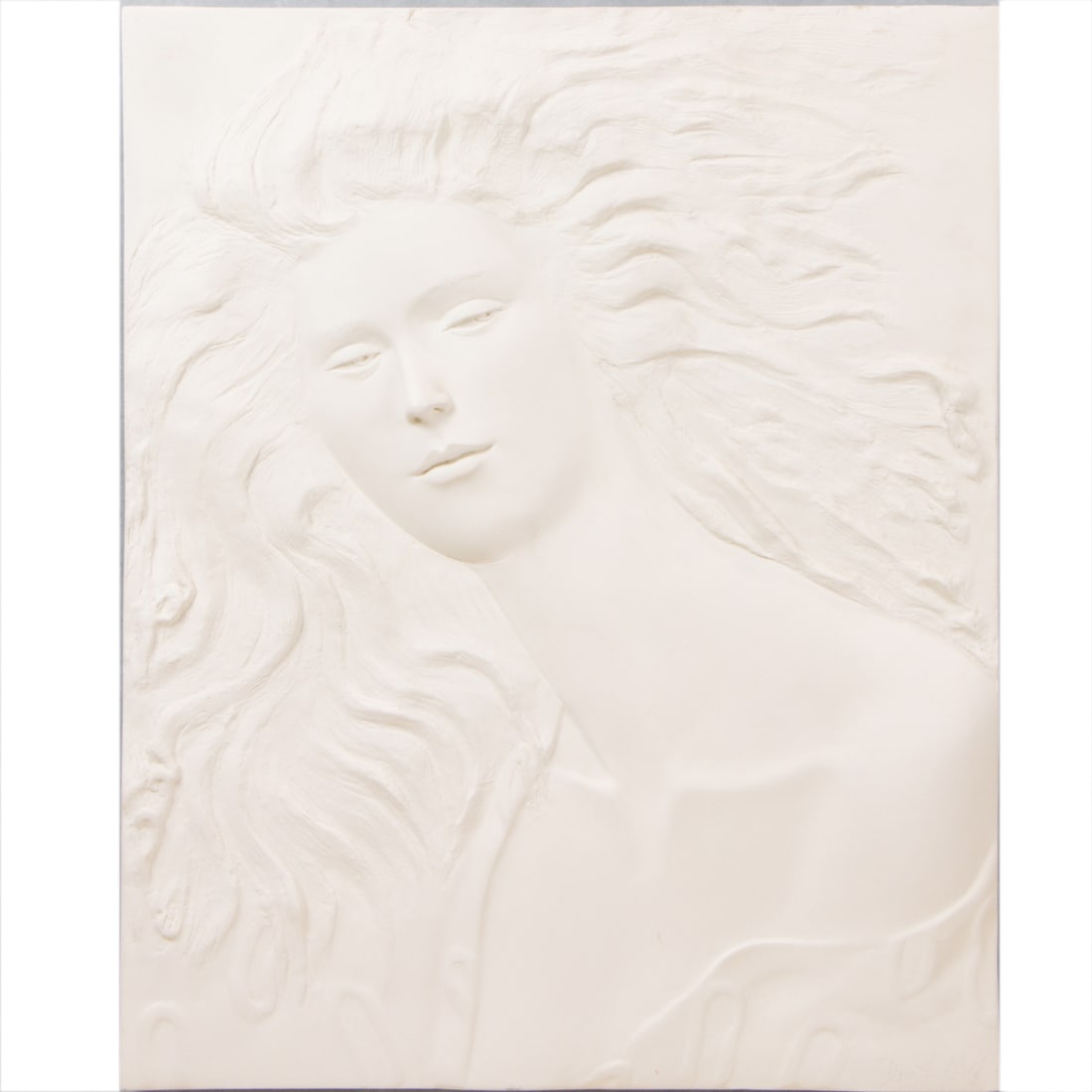 Wall Relief, Dorothy Wolf: Dorothy Wolf (American 1921-2008), Untitled, plaster bas relief sculpture of a woman, signed lower right, overall: 40"h x 34"w
