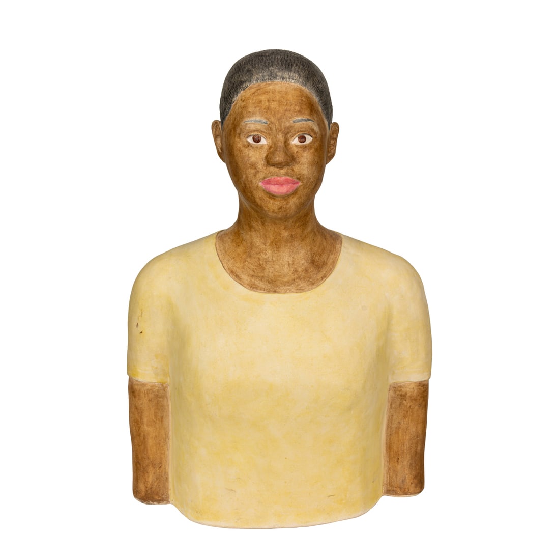 Sculpture, Takashi Yamatatsu: Takashi Yamatatsu (American/Japanese, 20th/21st century), Untitled (Female Bust), 1996, polychromed earthenware, signed and dated lower verso, overall: 25"h x 15.5"w x 8"d