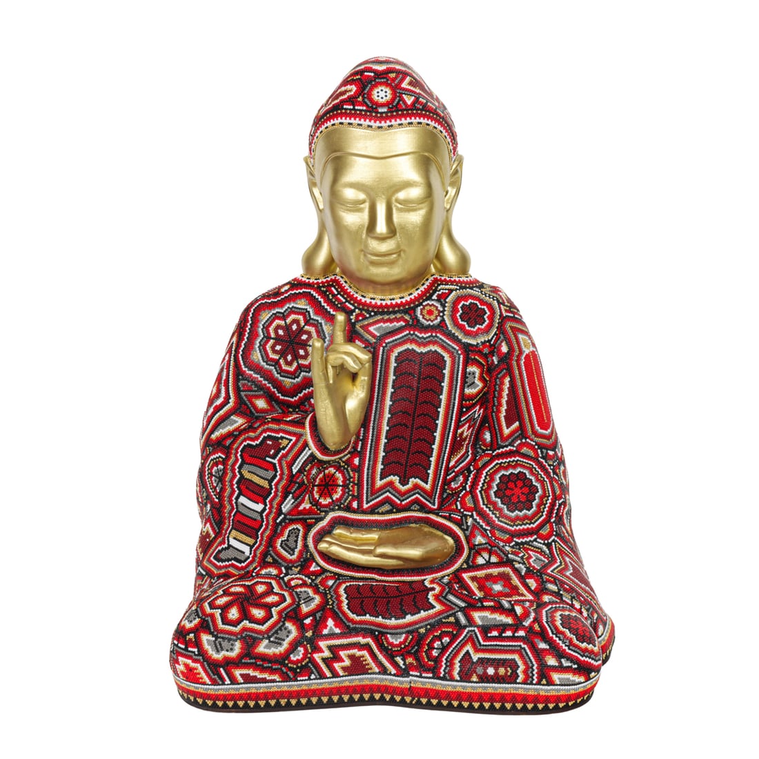 Sculpture, CHROMA (Rick Wolfryd): CHROMA (Rick Wolfryd) (American, b. 1953), "Buddha Madre," 2025, color beaded 3D sculptures in the Huichol style, signed and dated beneath, AP edition, beaded in collaboration with Huichol artists,